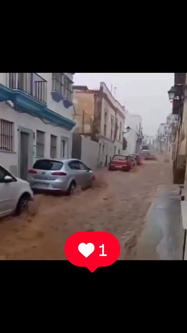 На юге Испании затопило курортные города, ветер выбивает окна домов и вырывает с корнями деревья, а потоки грязи и воды …